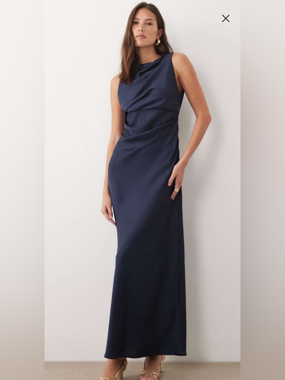 NWT Satin drape bodice maxi dress with cowl back detail